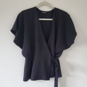 TOPSHOP plunging neck black top size 8